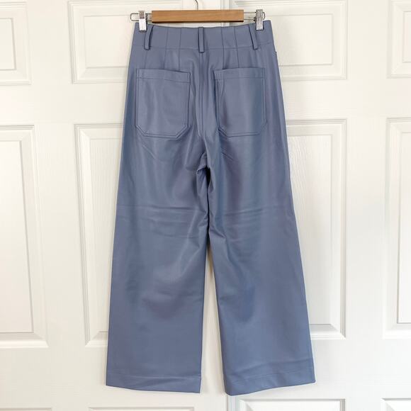 Anthropologie Maeve Colette High Rise Faux Leather Cropped Wide Leg Trouser Pant - Picture 5 of 7